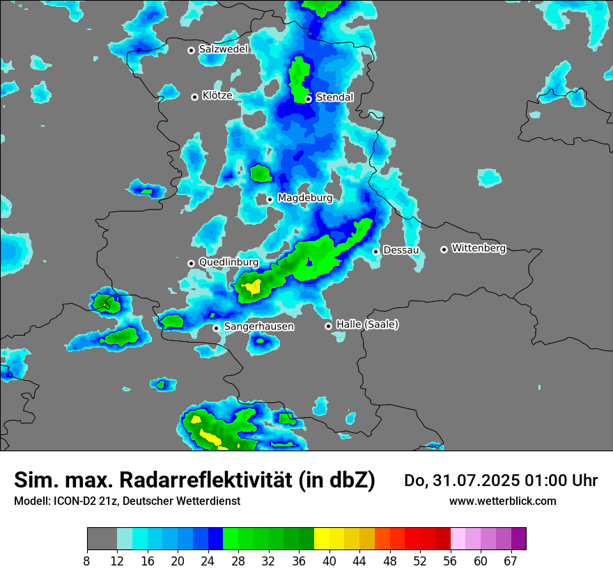 Modellkarten Simuliertes Radarbild