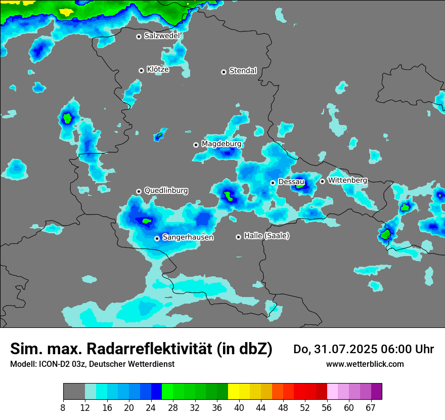 Modellkarten Simuliertes Radarbild
