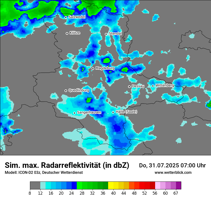 Modellkarten Simuliertes Radarbild