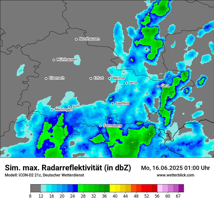 Modellkarten Simuliertes Radarbild