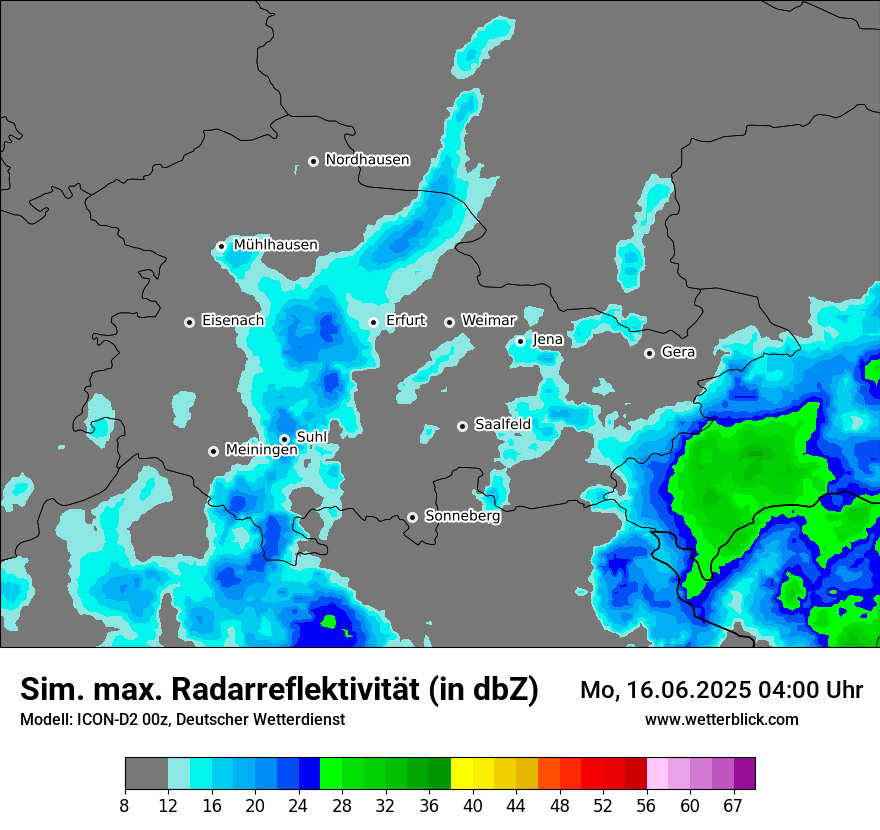 Modellkarten Simuliertes Radarbild