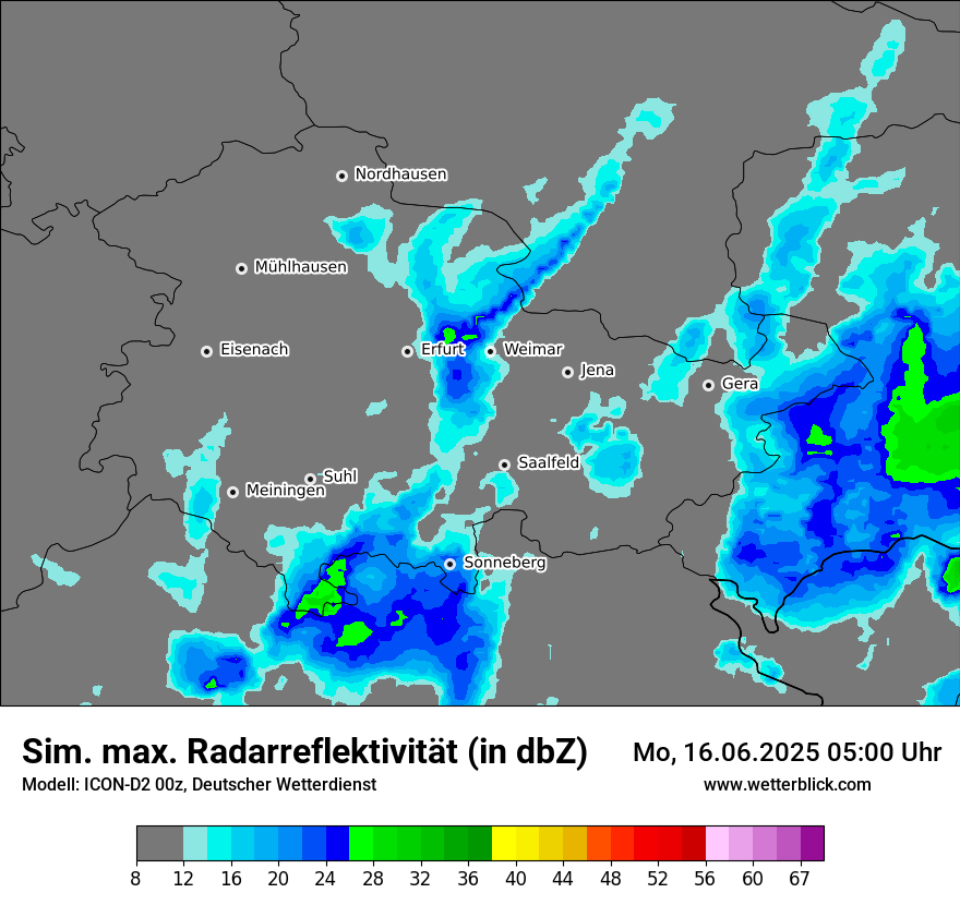 Modellkarten Simuliertes Radarbild