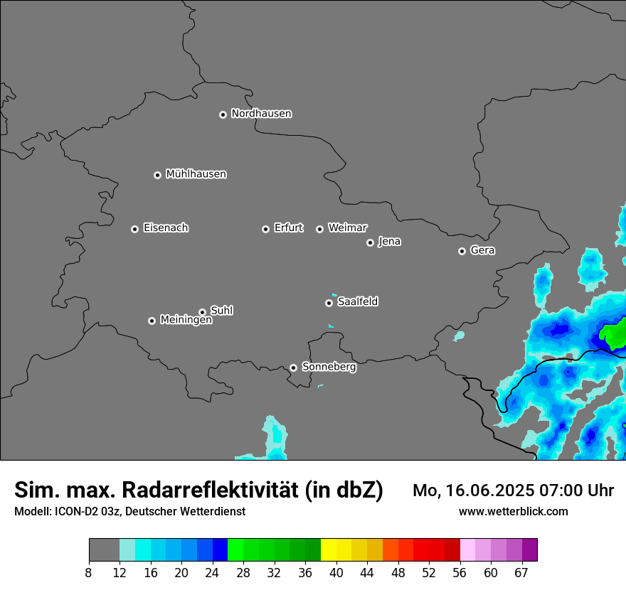 Modellkarten Simuliertes Radarbild