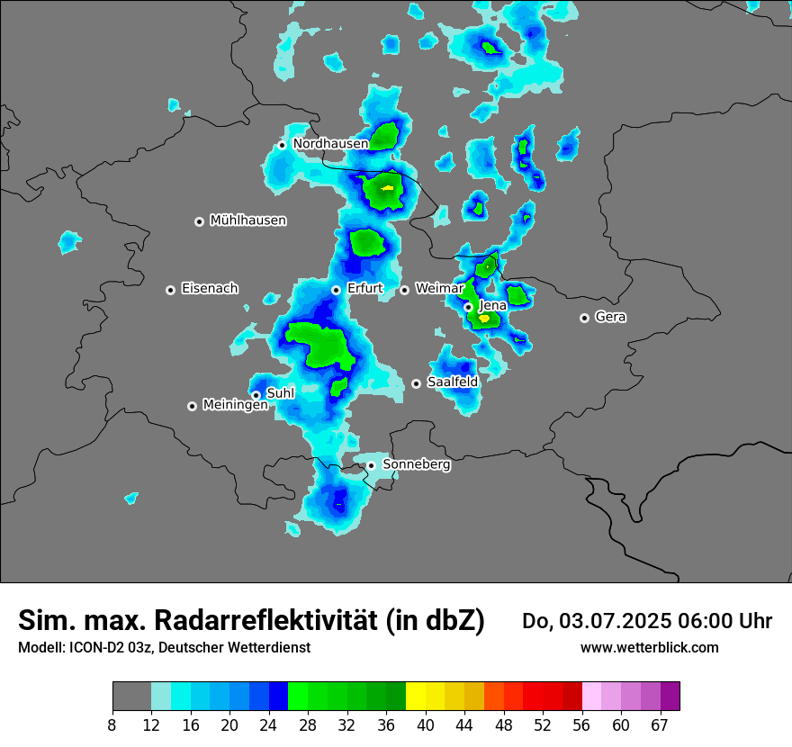 Modellkarten Simuliertes Radarbild