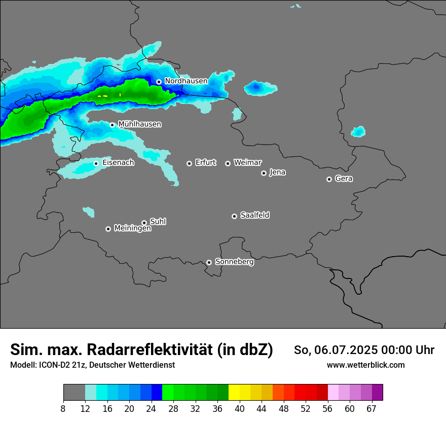 Modellkarten Simuliertes Radarbild