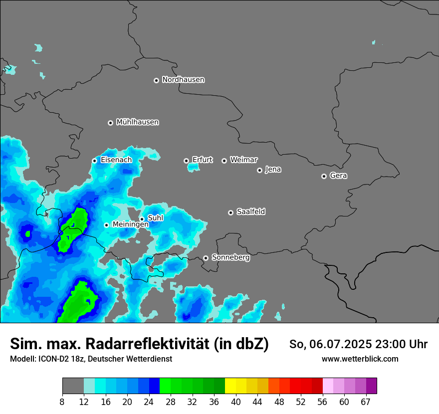 Modellkarten Simuliertes Radarbild