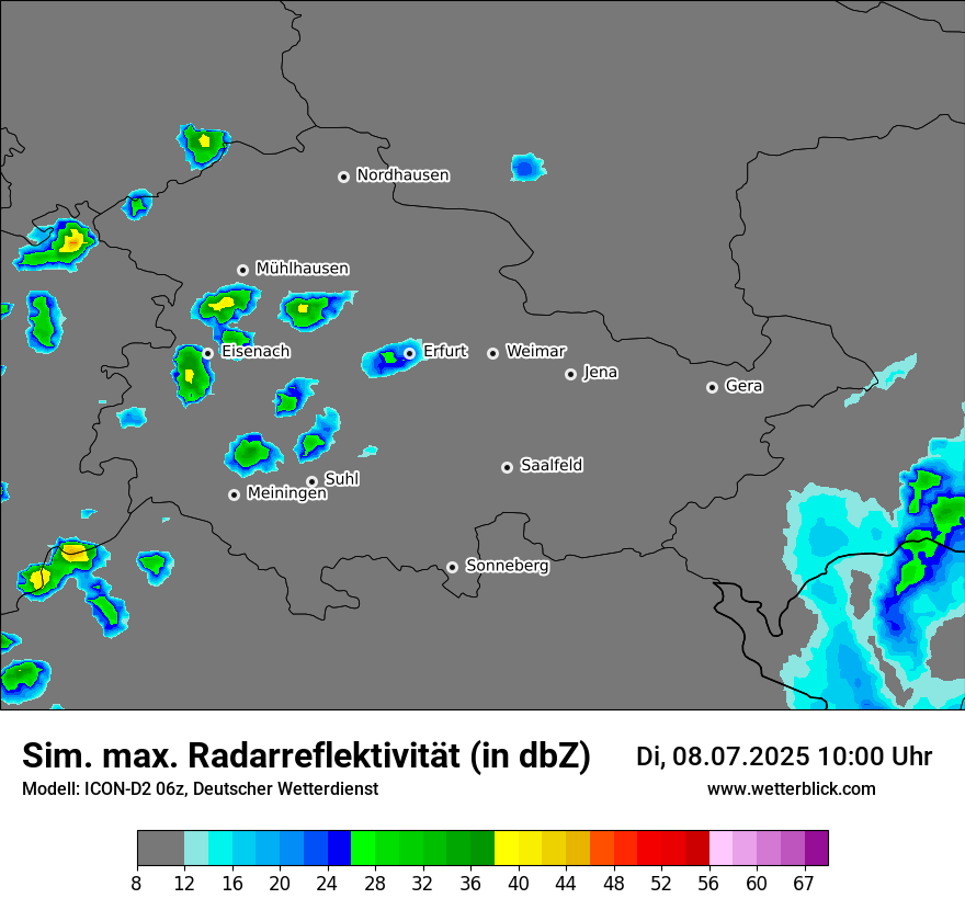 Modellkarten Simuliertes Radarbild