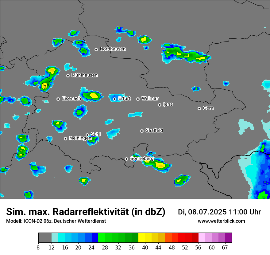Modellkarten Simuliertes Radarbild
