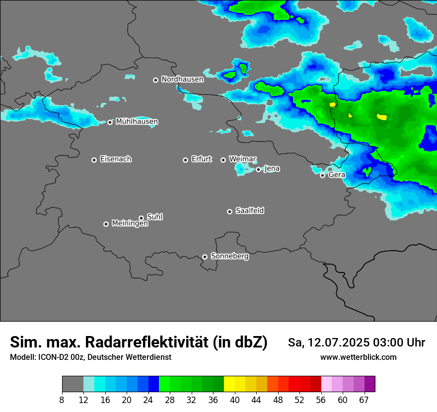 Modellkarten Simuliertes Radarbild