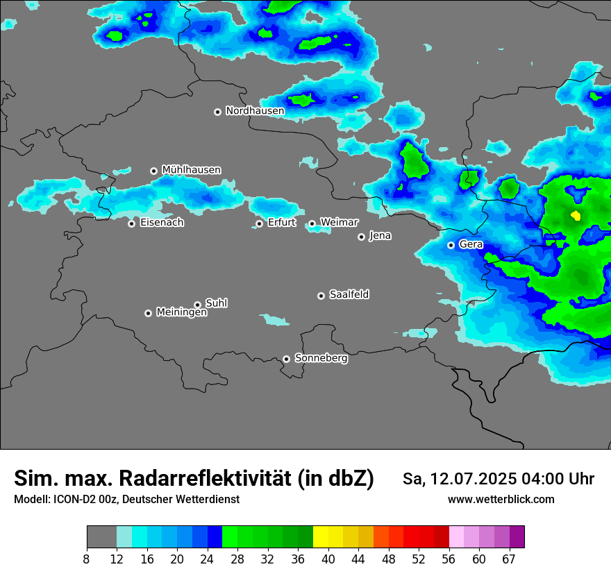Modellkarten Simuliertes Radarbild