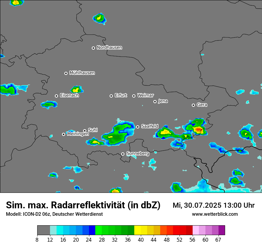 Modellkarten Simuliertes Radarbild