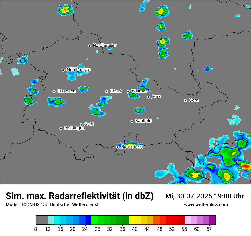 Modellkarten Simuliertes Radarbild