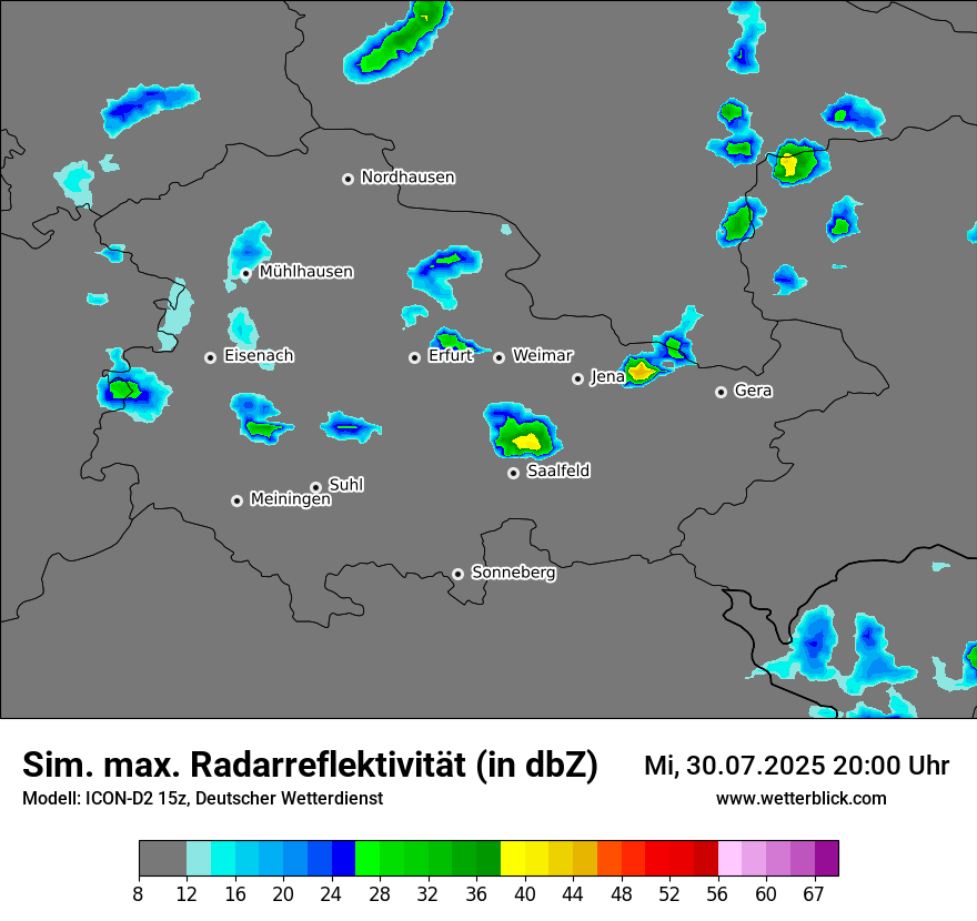 Modellkarten Simuliertes Radarbild