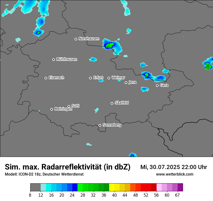 Modellkarten Simuliertes Radarbild