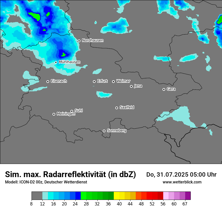 Modellkarten Simuliertes Radarbild