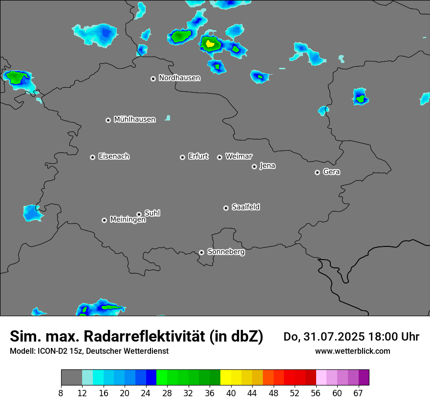 Modellkarten Simuliertes Radarbild