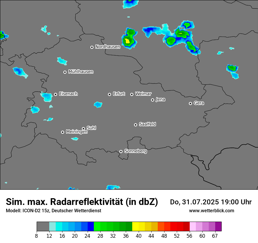Modellkarten Simuliertes Radarbild
