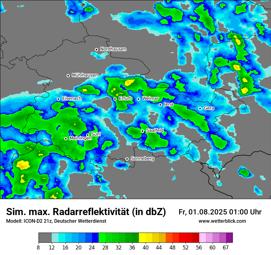 Modellkarten Simuliertes Radarbild