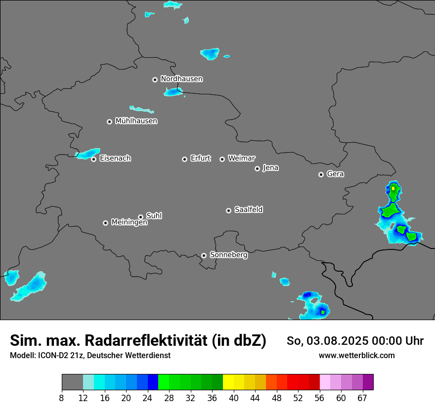 Modellkarten Simuliertes Radarbild