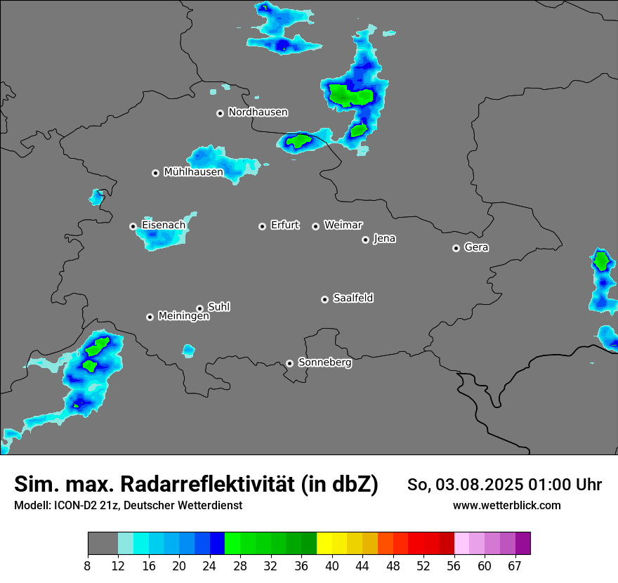 Modellkarten Simuliertes Radarbild