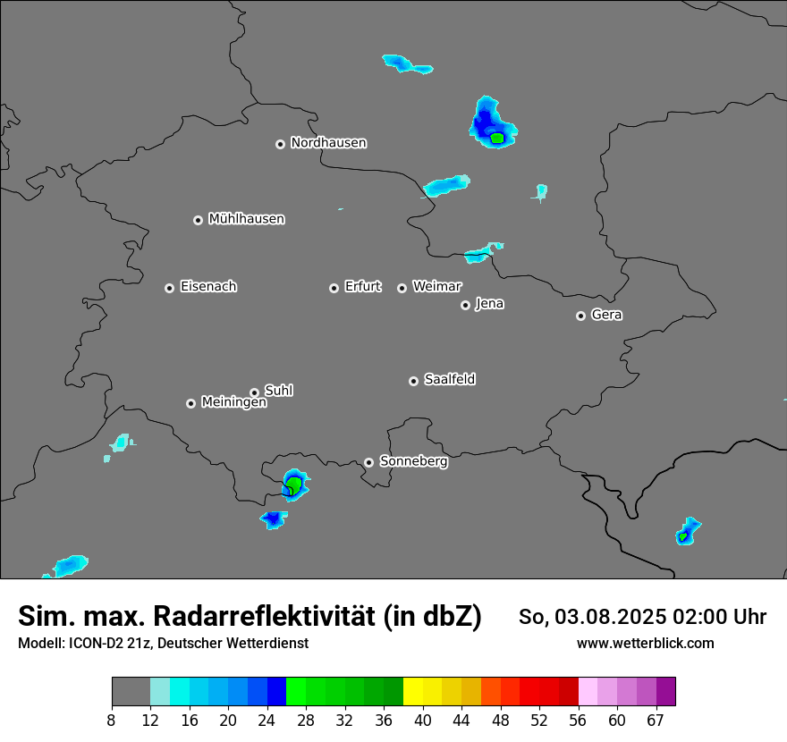 Modellkarten Simuliertes Radarbild
