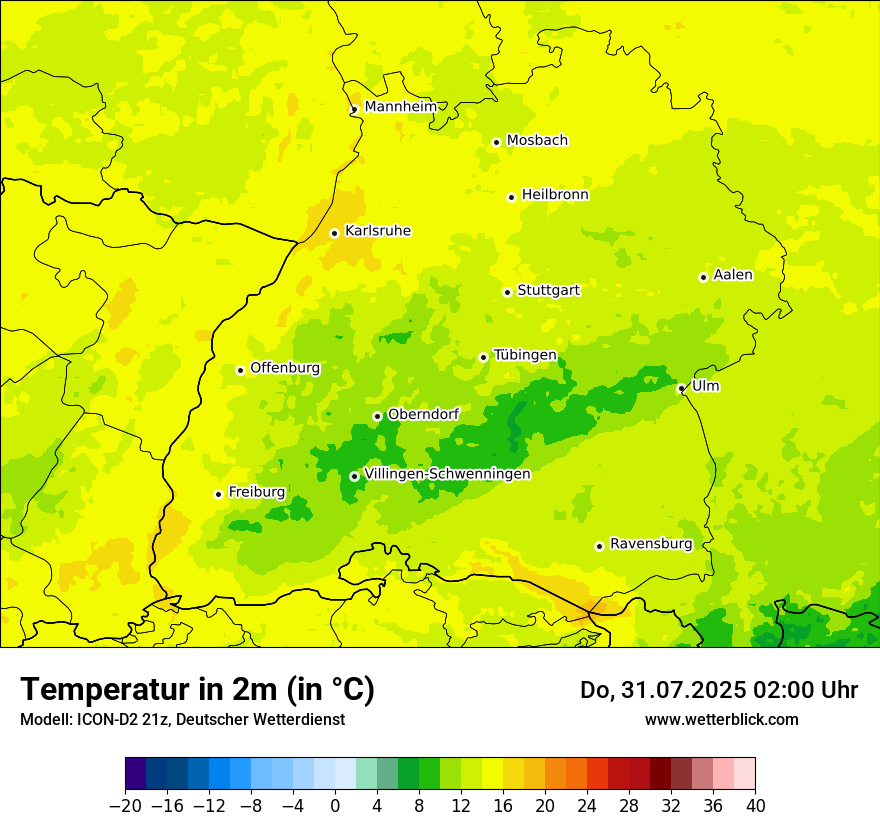 Modellkarten Temperatur