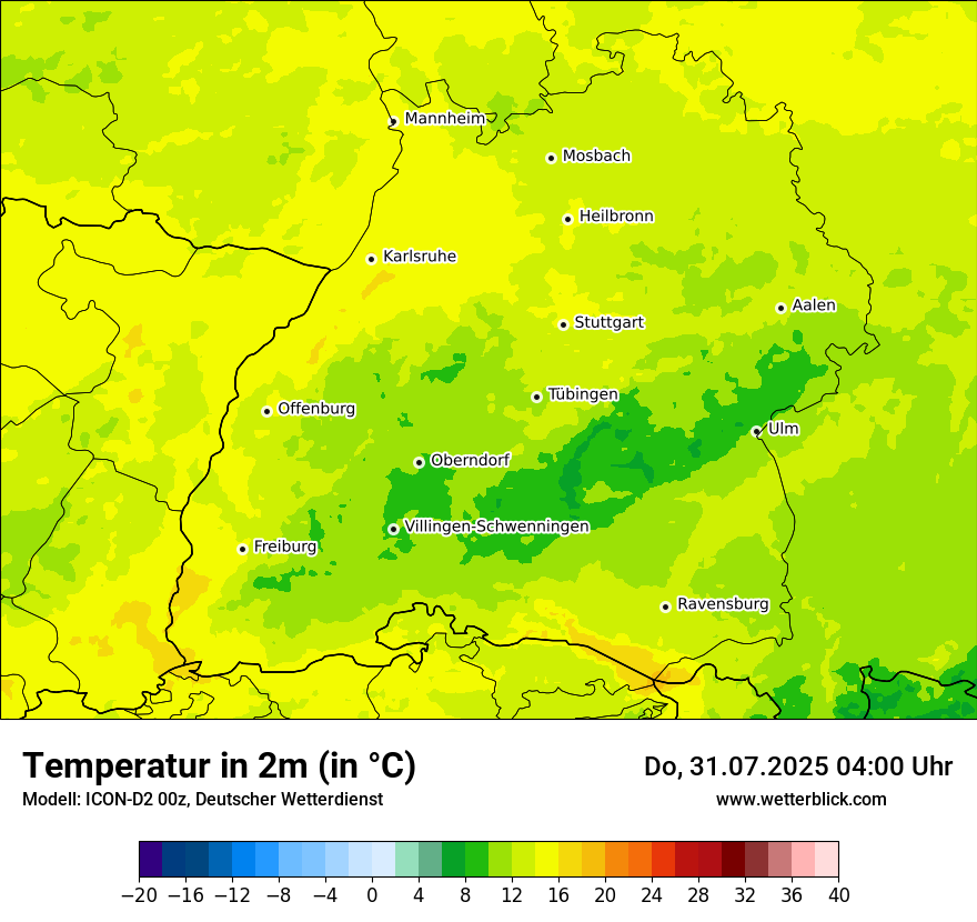 Modellkarten Temperatur