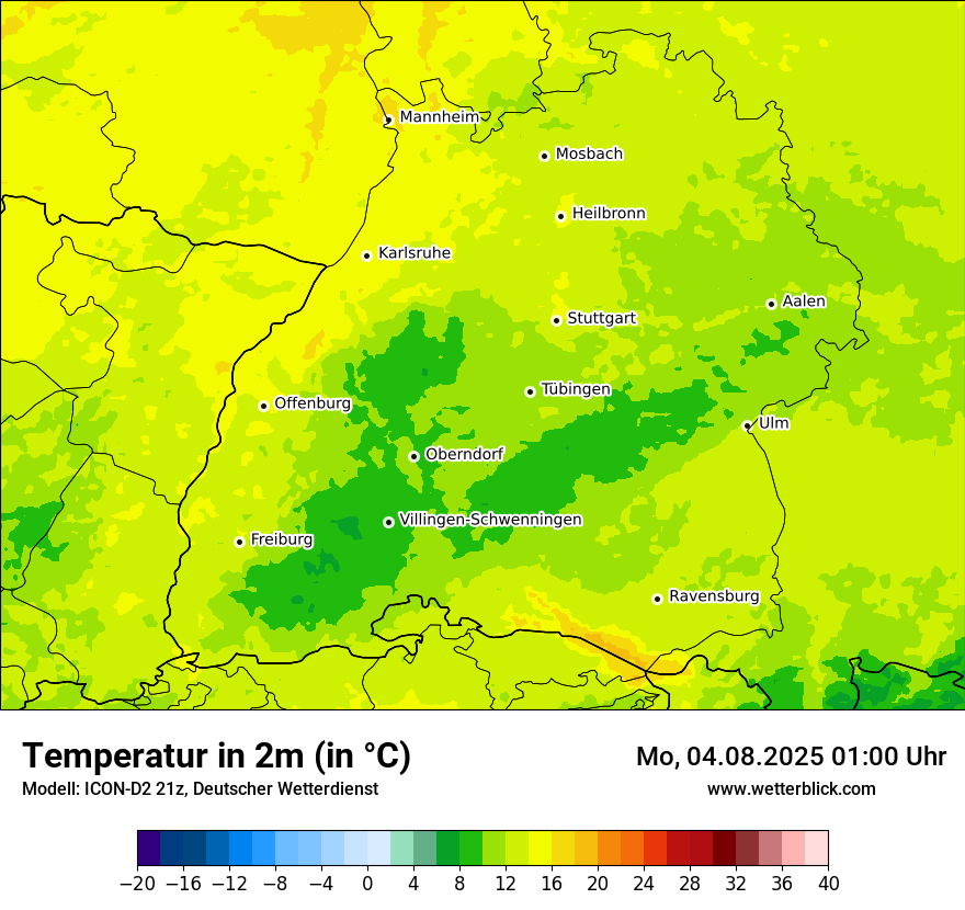Modellkarten Temperatur