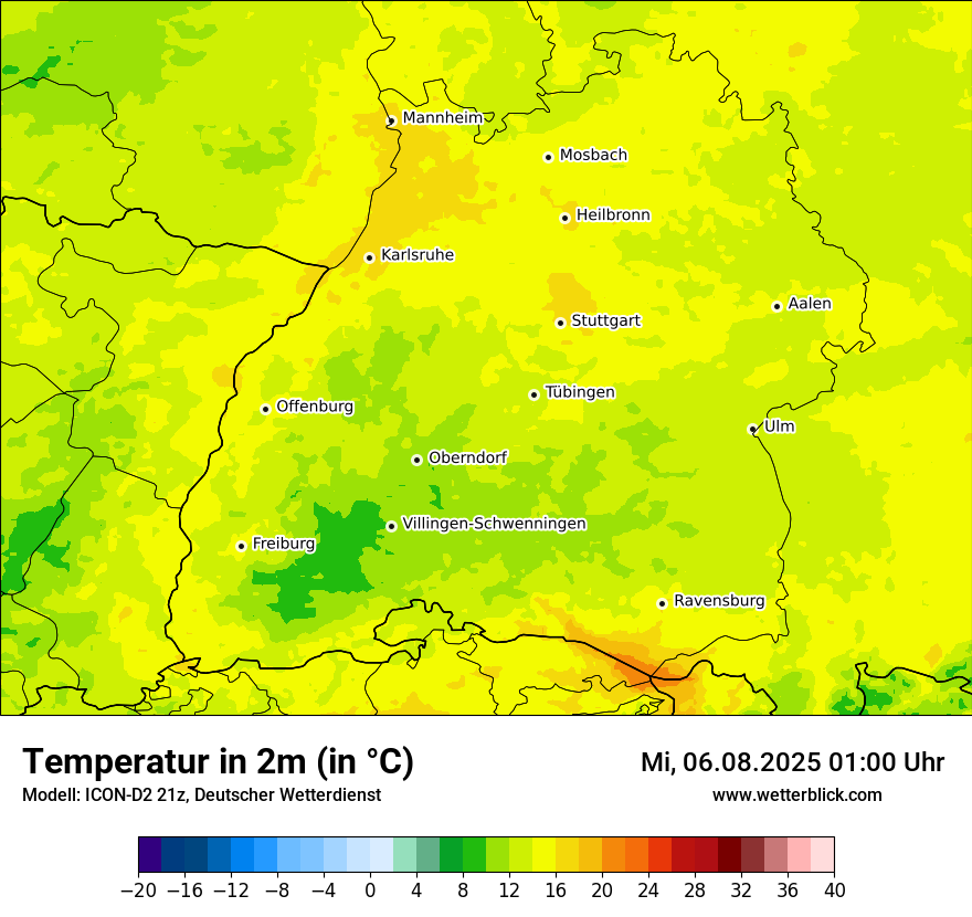Modellkarten Temperatur