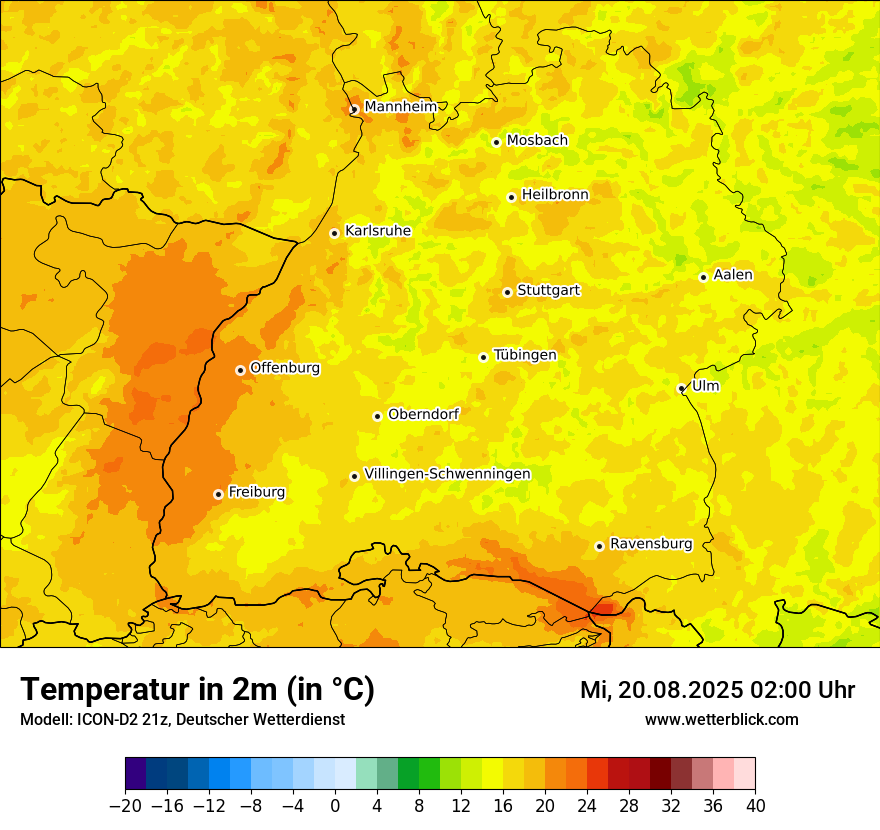 Modellkarten Temperatur