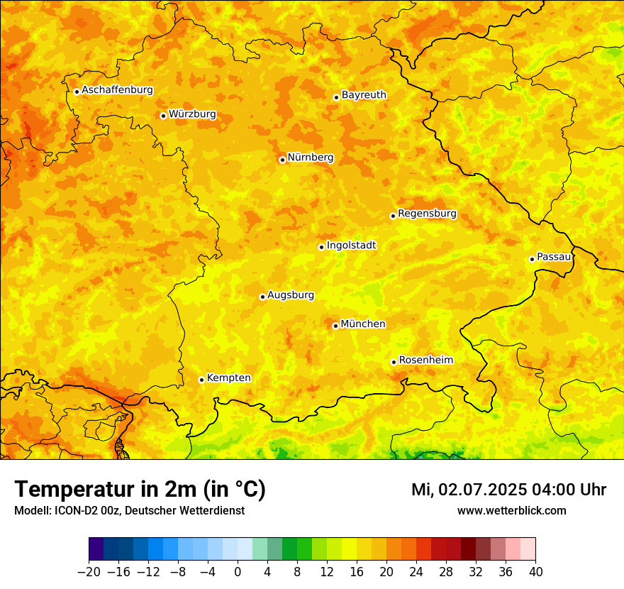 Modellkarten Temperatur