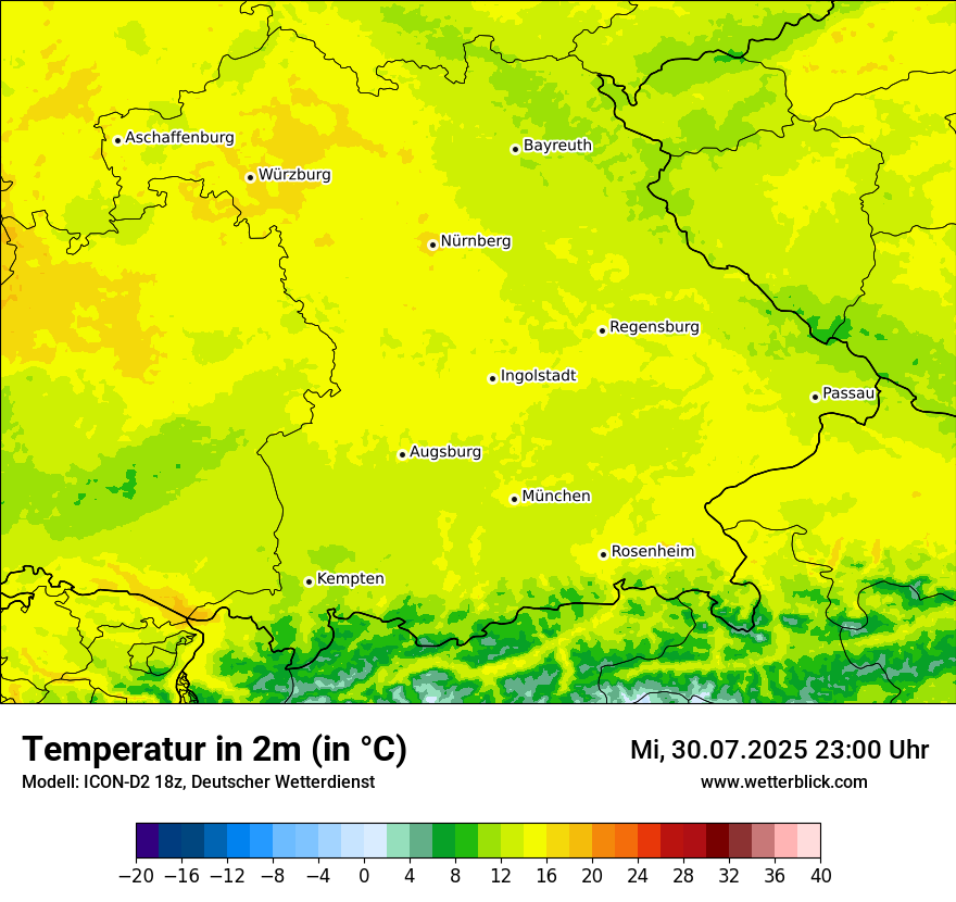 Modellkarten Temperatur