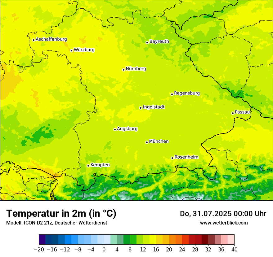 Modellkarten Temperatur