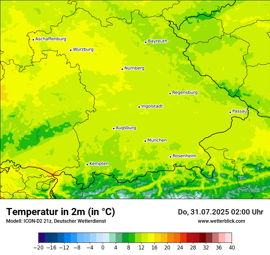 Modellkarten Temperatur