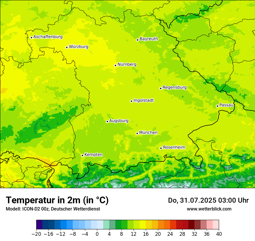 Modellkarten Temperatur