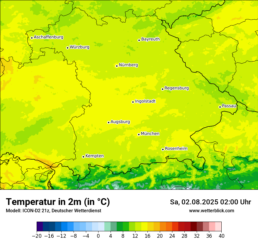 Modellkarten Temperatur