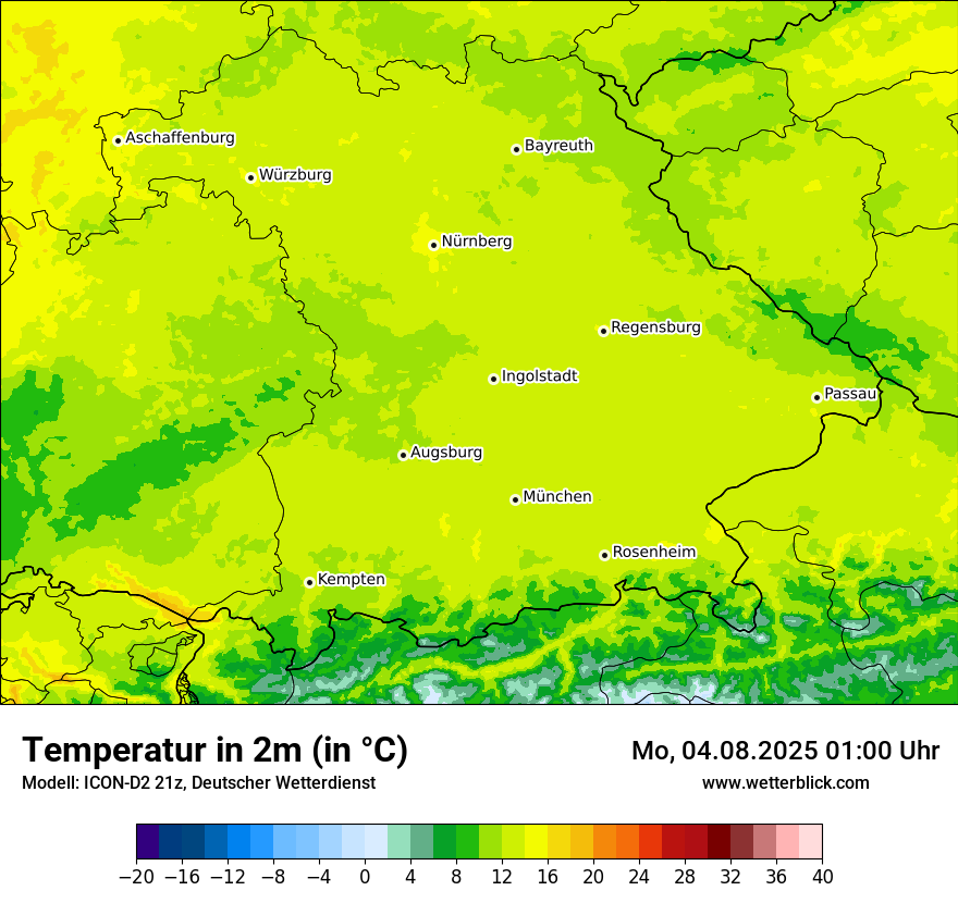 Modellkarten Temperatur