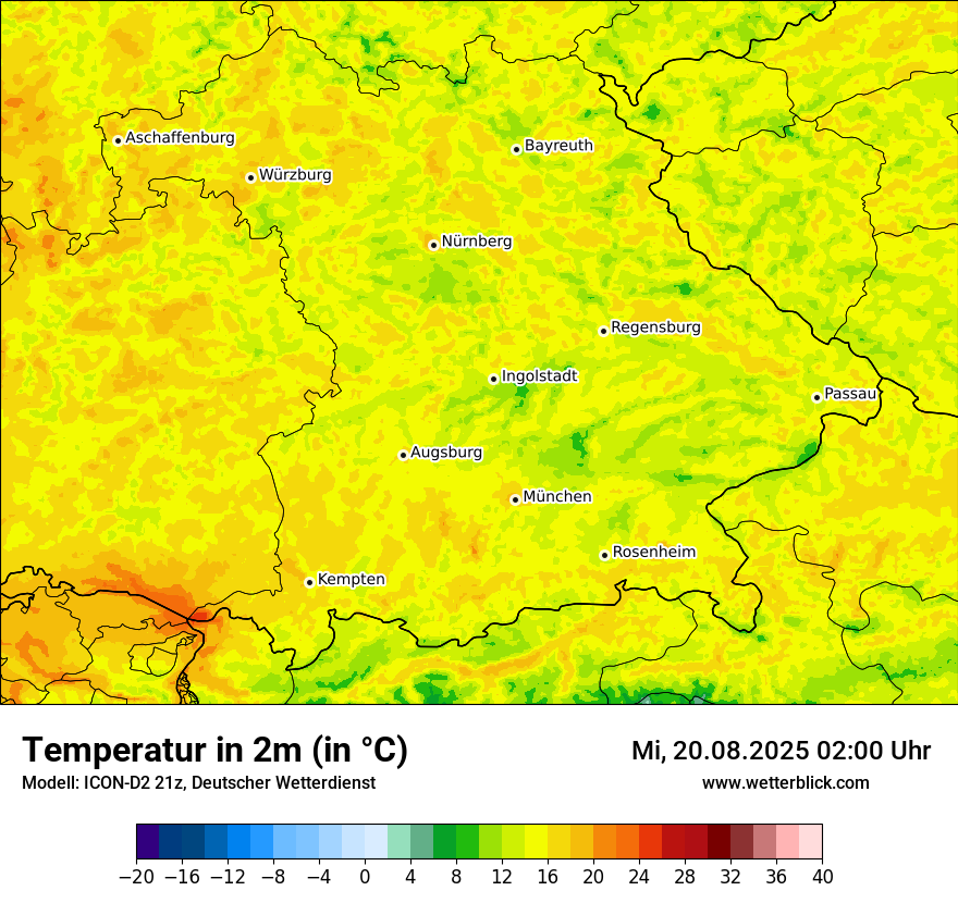Modellkarten Temperatur