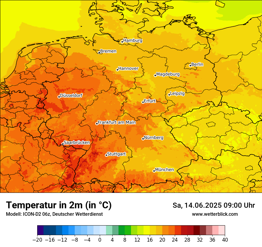 Modellkarten Temperatur in Deutschland