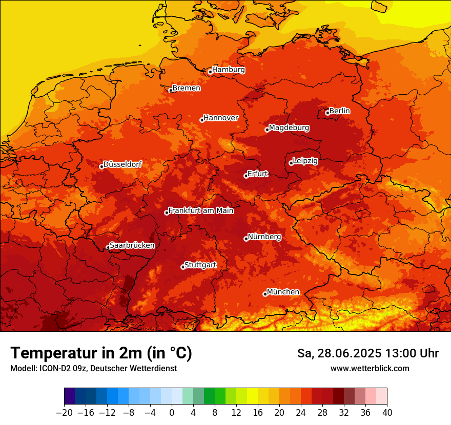 Modellkarten Temperatur in Deutschland