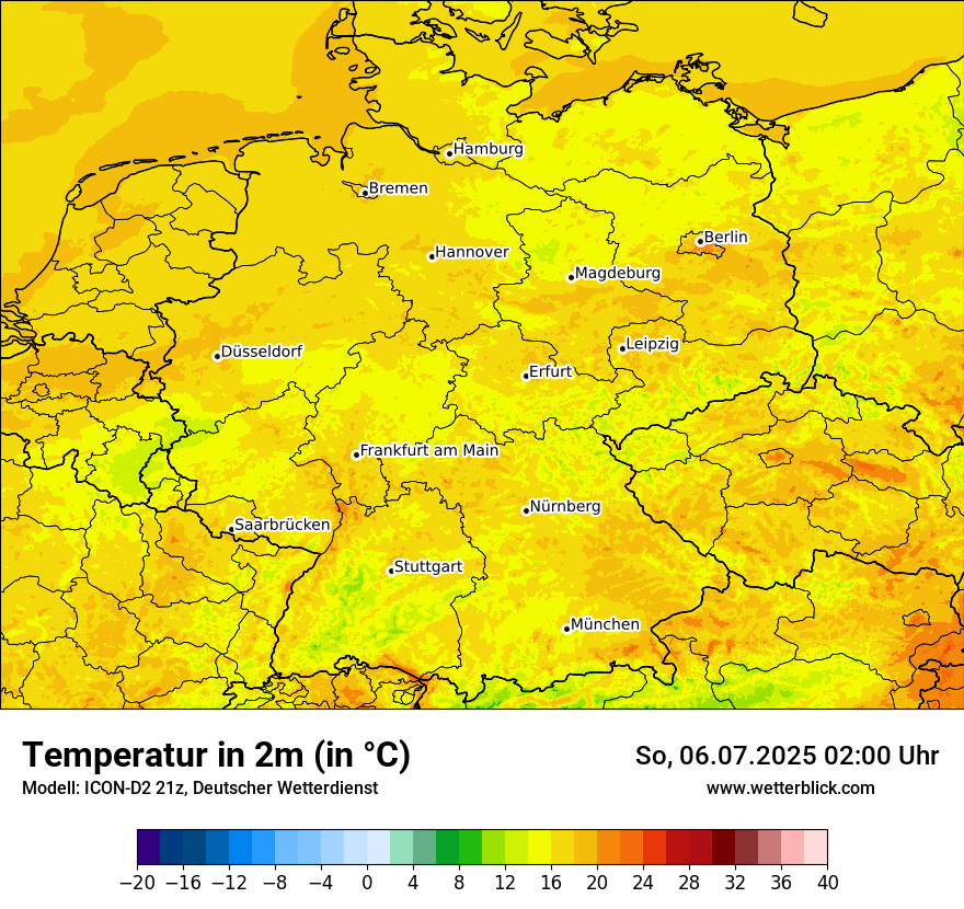 Modellkarten Temperatur in Deutschland