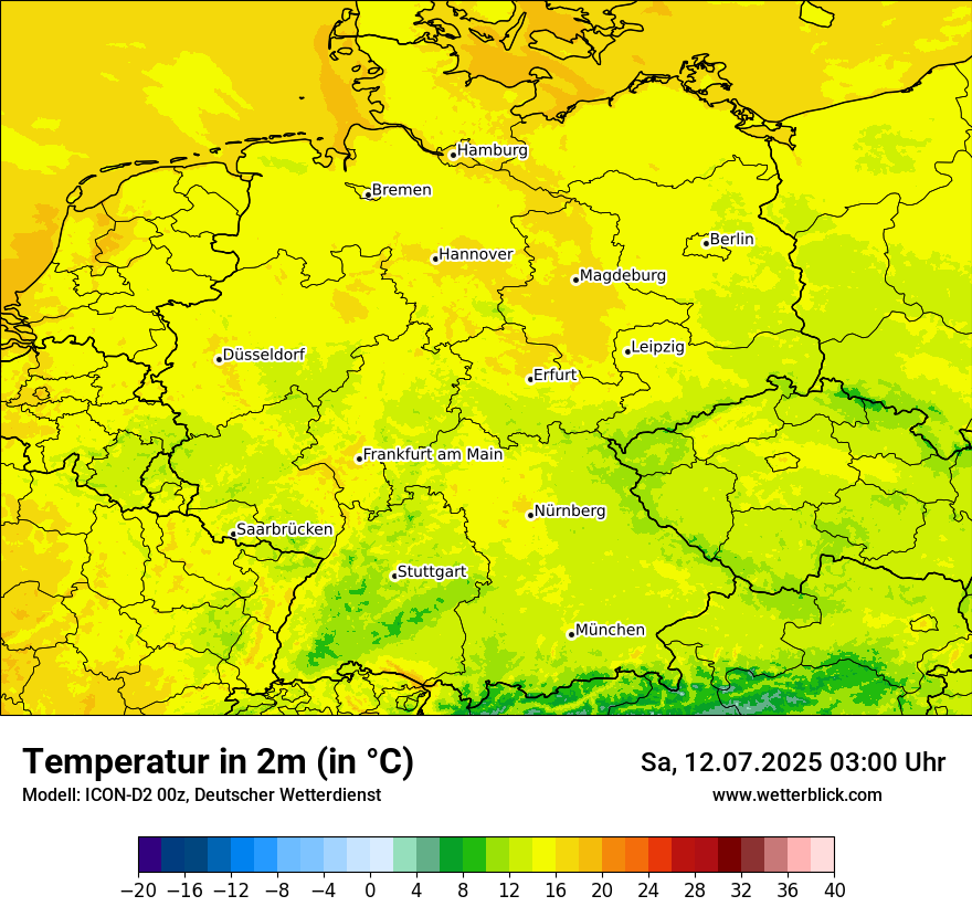 Modellkarten Temperatur in Deutschland