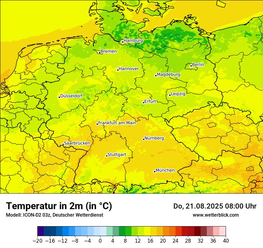 Modellkarten Temperatur in Deutschland