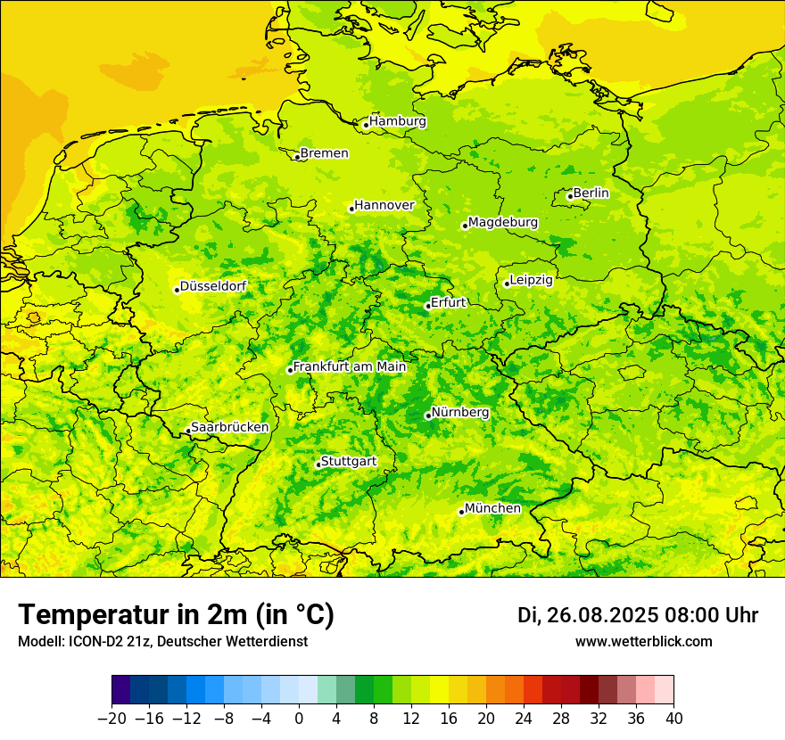 Modellkarten Temperatur in Deutschland