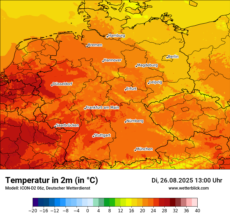 Modellkarten Temperatur in Deutschland