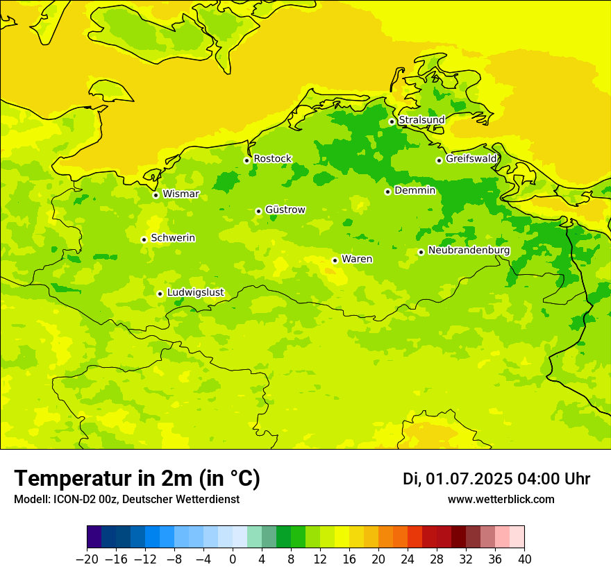 Modellkarten Temperatur