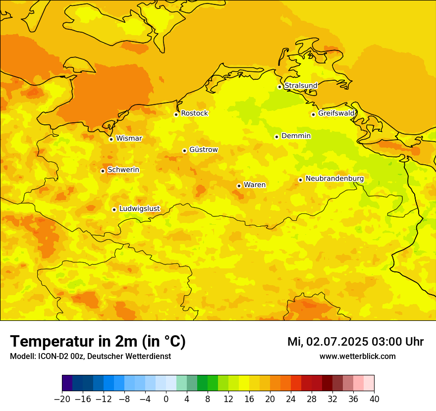 Modellkarten Temperatur