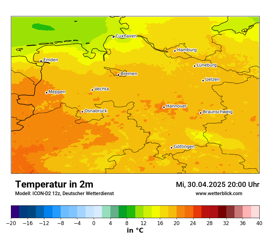 Modellkarten Temperatur