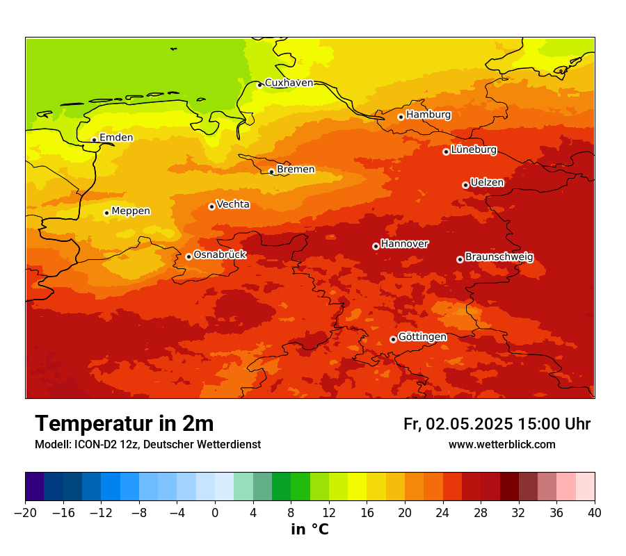 Modellkarten Temperatur