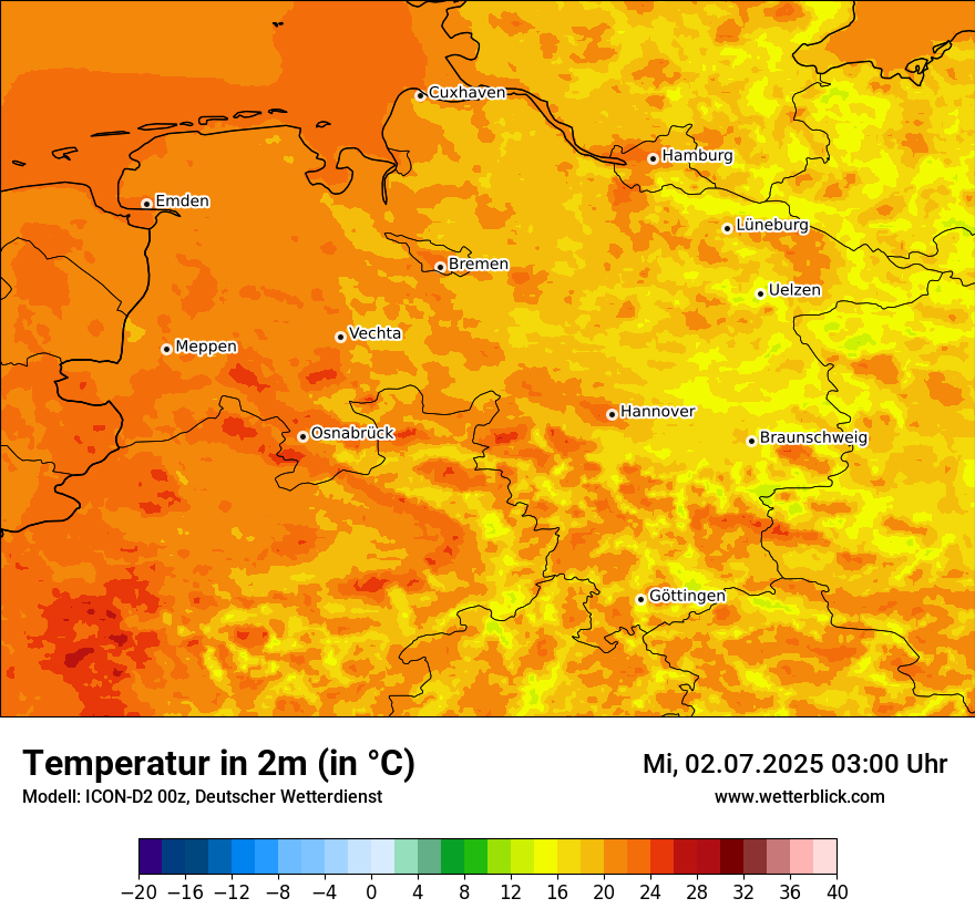 Modellkarten Temperatur